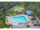 Community pool with surrounding lounge chairs and umbrellas at 2101 Fox Chase Blvd # 106, Palm Harbor, FL 34683