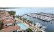 Breathtaking aerial view of marina, pool, and luxury waterfront residences at 5902 Yeats Manor Dr, Tampa, FL 33616