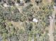 Aerial view of a home on a wooded lot with a small pond at 1106 Oxbow Rd, Wimauma, FL 33598
