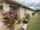 Side view of house with landscaping and walkway at 6812 Aramon Ct, Wesley Chapel, FL 33545