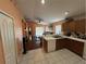 Kitchen with breakfast bar overlooking living room at 6812 Aramon Ct, Wesley Chapel, FL 33545