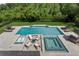 Stunning aerial view of expansive backyard pool and spa at 8414 Dunham Station Dr, Tampa, FL 33647