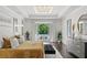 Main bedroom with pool view and stylish furnishings at 8414 Dunham Station Dr, Tampa, FL 33647