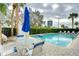 Inviting pool area with patio furniture and city skyline view at 701 Mirror Lake N Dr # 309, St Petersburg, FL 33701