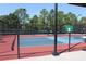 Enclosed pickleball court with red and blue surface at 8072 Green Pines Ter, Spring Hill, FL 34606