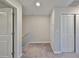 Upstairs hallway with neutral carpeting and doors to bedrooms and closets at 928 Royal Empress Dr, Ruskin, FL 33570