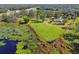 Aerial view of home on large lot with lake access at 1810 Curry Rd, Lutz, FL 33549