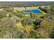 Aerial view of land with mature trees and a pond at 1810 Curry Rd, Lutz, FL 33549