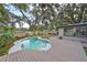 Inviting pool with surrounding deck and mature trees at 664 Frederica Ln, Dunedin, FL 34698