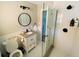 Modern bathroom with white subway tile and a glass shower at 2658 48Th S St, Gulfport, FL 33711