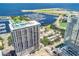 Aerial view of a high-rise building near a marina and airport at 1 Beach Se Dr # 2007, St Petersburg, FL 33701