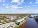 Wide aerial view of waterfront community and city skyline at 3825 Pompano Se Dr, St Petersburg, FL 33705