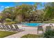 Community pool surrounded by lounge chairs, greenery, and mature trees provides a resort-like experience at 104 Cypress Pond Rd, Palm Harbor, FL 34683