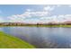 Scenic view of a tranquil lake with several houses along its edge at 4941 Marble Springs Cir, Wimauma, FL 33598