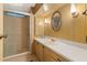 Clean bathroom with a vanity, sink, and shower at 6054 Crestview Ln, Zephyrhills, FL 33542