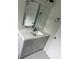 Updated bathroom with gray vanity, white countertop, and modern fixtures at 18001 Richmond Place Dr # 425, Tampa, FL 33647