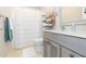 Clean bathroom with updated vanity and shower/tub combo at 907 La Jolla Ave, Sun City Center, FL 33573