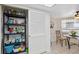 Well-organized storage closet with shelving for cleaning supplies at 3942 Trophy Blvd, New Port Richey, FL 34655