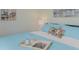 Main bedroom with light blue bedding and coastal decor at 6372 Palma Del Mar S Blvd # 320, St Petersburg, FL 33715