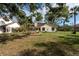 Landscaped backyard with brick pavers and patio at 3006 Bolt Dr, Palm Harbor, FL 34685