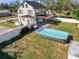 Aerial view of home with pool and backyard patio at 500 53Rd S St, St Petersburg, FL 33707