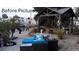 Relaxing patio with pergola, seating area, and tropical landscaping near canal at 8525 42Nd N Ave, St Petersburg, FL 33709