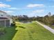 Spacious backyard featuring lush green grass and scenic lake views, perfect for outdoor relaxation at 8607 Canyon Creek Trl, Parrish, FL 34219