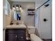 Updated bathroom with subway tile and hexagon floor at 140 Meadowlark Dr, Safety Harbor, FL 34695