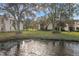 Waterfront property with lush landscaping and mature trees at 165 Lakeview Way # 165, Oldsmar, FL 34677