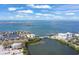 Wide aerial view of waterfront area and distant cityscape at 1820 1/2 N Washington Ave, Clearwater, FL 33755