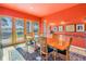 Bright dining room with red walls and glass doors leading to a patio at 838 Monterey Ne Blvd, St Petersburg, FL 33704