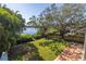 Large backyard with lush landscaping, water access, and a wooden dock at 838 Monterey Ne Blvd, St Petersburg, FL 33704
