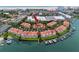 Aerial view showing condo community near marina at 4630 Mirabella Ct, St Pete Beach, FL 33706