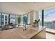 Modern kitchen island with marble countertop and city views at 1000 Water St # 1702, Tampa, FL 33602