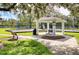 Shaded community park featuring picnic tables, a gazebo, and a playground for endless fun at 27542 Sky Lake Circle, Wesley Chapel, FL 33544