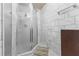 Clean shower stall with marble tile at 7695 17Th N Way, St Petersburg, FL 33702