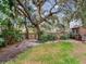 Spacious backyard with mature trees and a partially grassy area at 4628 W Bay To Bay Blvd, Tampa, FL 33629