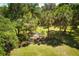 Lush garden with palm trees and a stone path at 3204 Stagecoach Trl, Wimauma, FL 33598