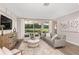 Bright living room featuring comfortable seating, large windows, and a view of the backyard at 4351 Cloud Hopper Way, Lutz, FL 33559
