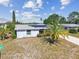 House with solar panels, driveway, and palm trees in the front yard at 7511 Tyson Dr, Port Richey, FL 34668