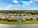 Aerial view of a lakefront house with a pool and patio at 8520 Grand Alberato Rd, Tampa, FL 33647