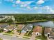 Aerial view of houses near a lake, showcasing a desirable community at 8520 Grand Alberato Rd, Tampa, FL 33647