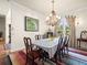 Formal dining room with large table, chandelier, and hardwood floors at 19815 Sea Rider Way, Lutz, FL 33559