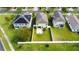 Aerial view of a backyard oasis with a patio and fire pit at 20028 Satin Leaf Ave, Tampa, FL 33647