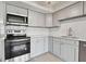 Modern kitchen with gray cabinets and stainless steel appliances at 4152 55Th N Way # 1028, Kenneth City, FL 33709