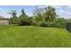 Large backyard with lush green grass and mature trees at 6317 Brevada Ln, Apollo Beach, FL 33572