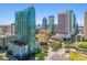 Drone view of a modern highrise building in a city downtown area at 777 N Ashley Dr # 2613, Tampa, FL 33602
