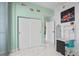 Stylish bedroom with teal walls and built-in desk at 777 N Ashley Dr # 2613, Tampa, FL 33602
