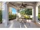 Covered patio with seating and ceiling fan at 345 Bayshore Blvd # 610, Tampa, FL 33606