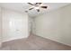 Simple bedroom with neutral walls and ceiling fan at 16183 Colchester Palms Dr, Tampa, FL 33647